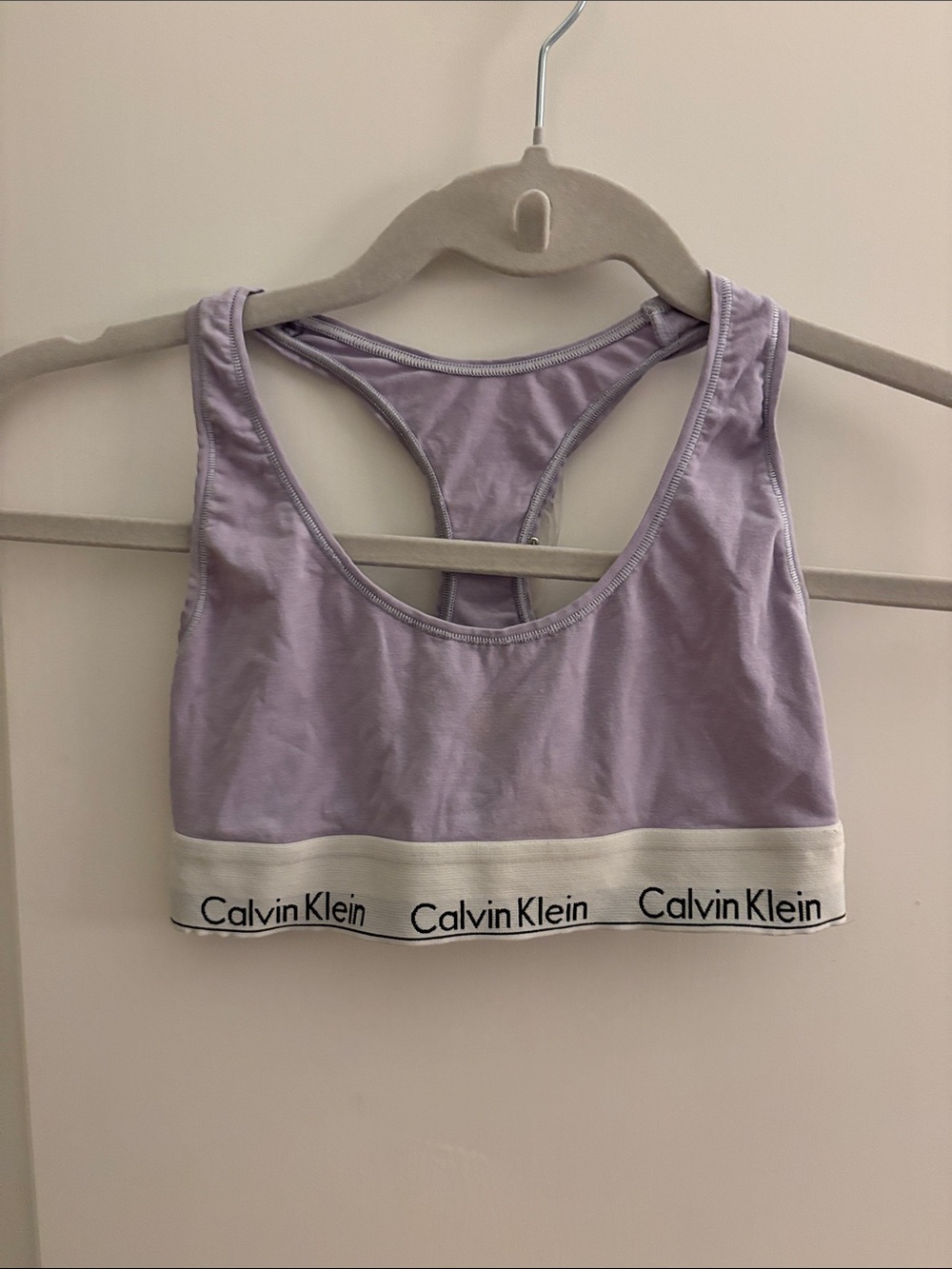 Calvin Klein Lavender Logo Band Racerback Bralette